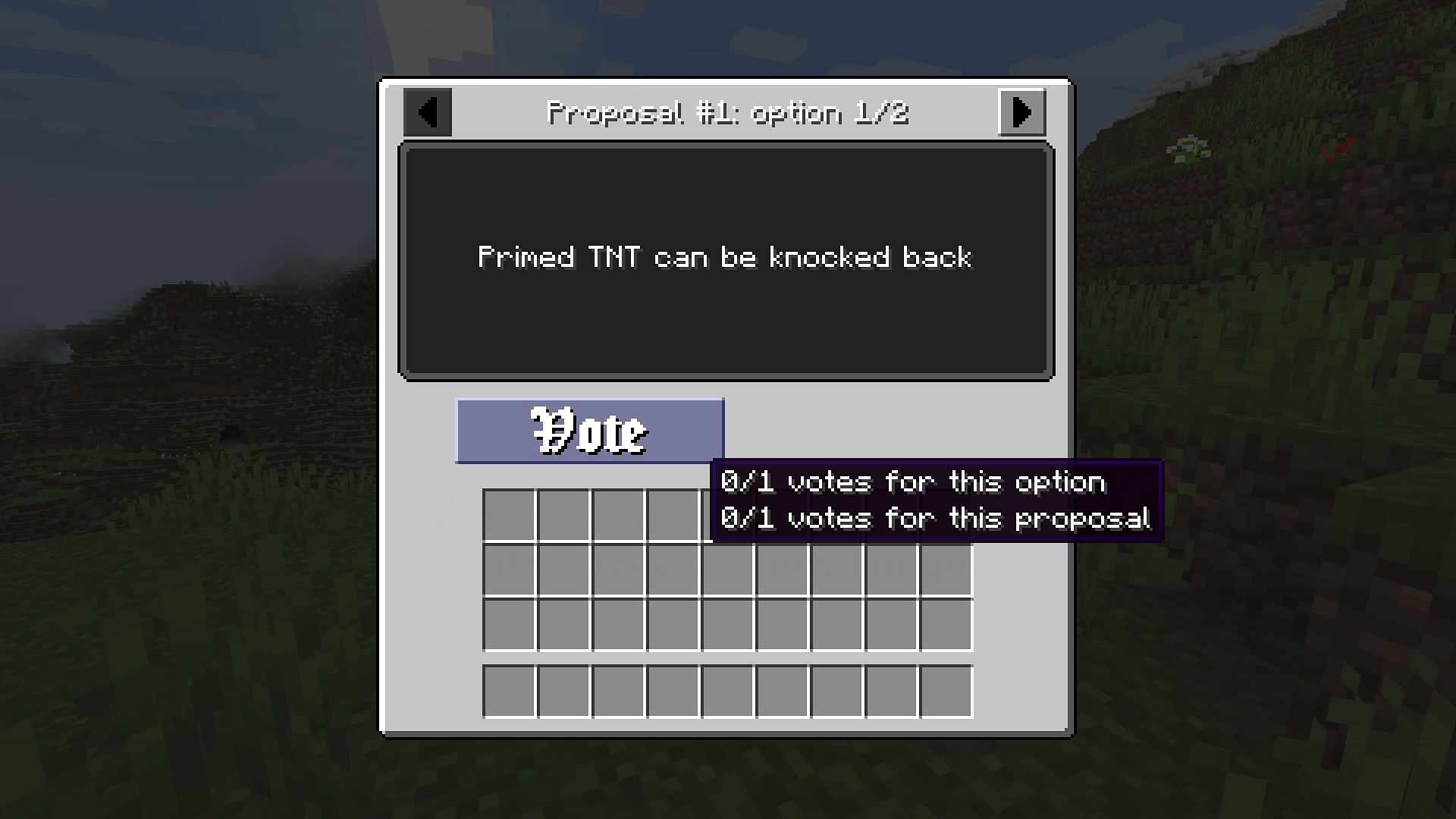 Proposal window of "The Vote Update" (Image via Mojang Studios)